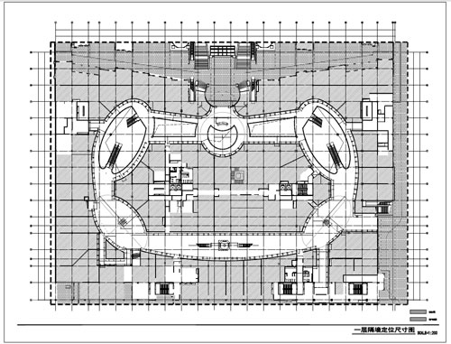 商場深化設(shè)計(jì)施工圖一層隔斷定位尺寸圖
