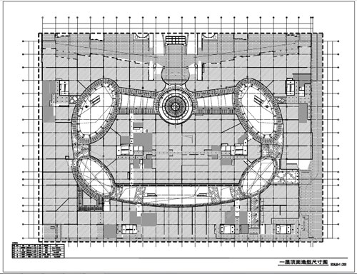 商場深化設(shè)計(jì)施工圖一層頂面造型尺寸圖
