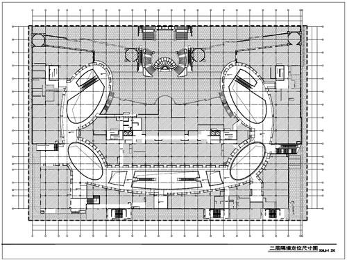 商場深化設(shè)計(jì)施工圖二層隔斷定位尺寸圖