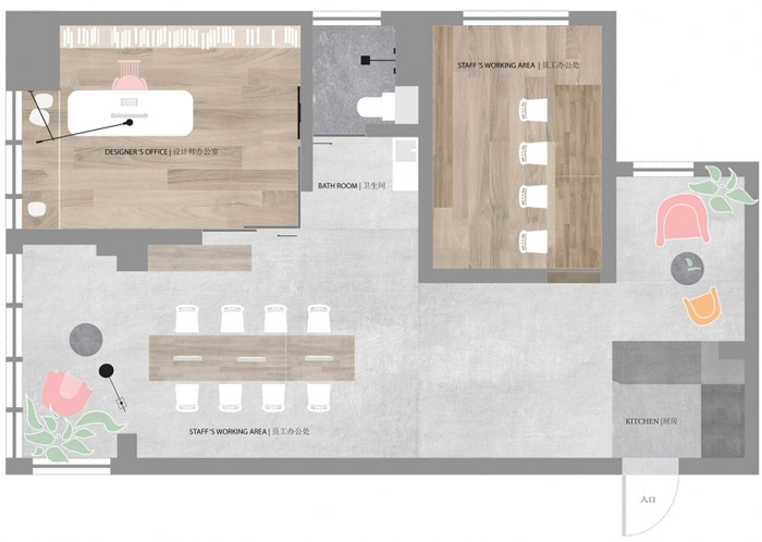 90㎡公司辦公室設計平面圖